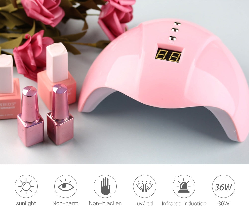 UV Gel Nail Lamp LED Nail Dryer with 12 Pcs Leds 30s/60s/99s Auto Sensor Nail Art Tools