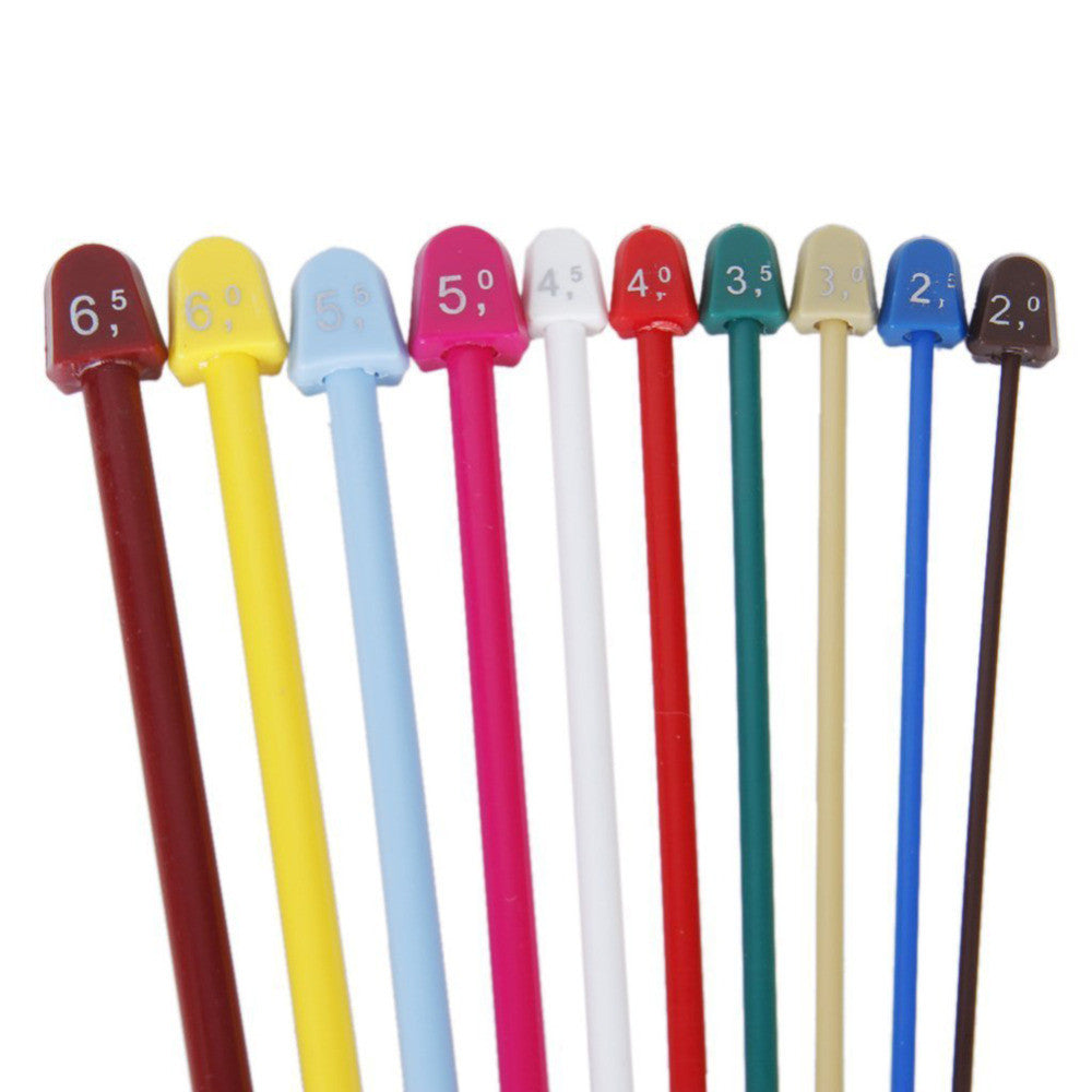 Multi Color Plastic Single Pointed Knitting Needles