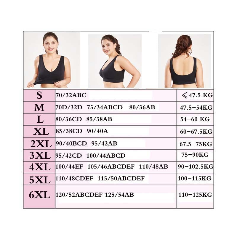 Plus Size Bra With Pads Big Size 5XL 6XL Bralette Push Up Brassiere Bra Vest Wireless BH
