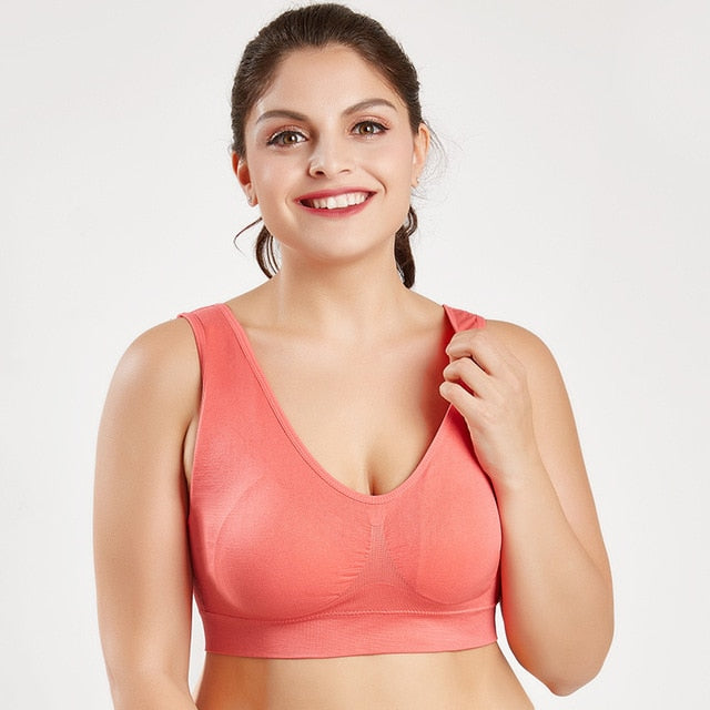 Plus Size Bra With Pads Big Size 5XL 6XL Bralette Push Up Brassiere Bra Vest Wireless BH