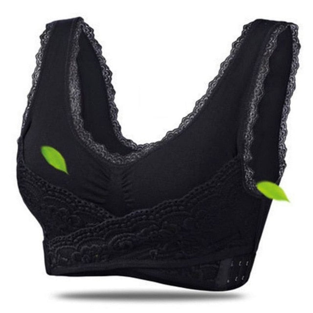 Lace Solid Color Cross Side Buckle Wireless Push up Sports Underwear