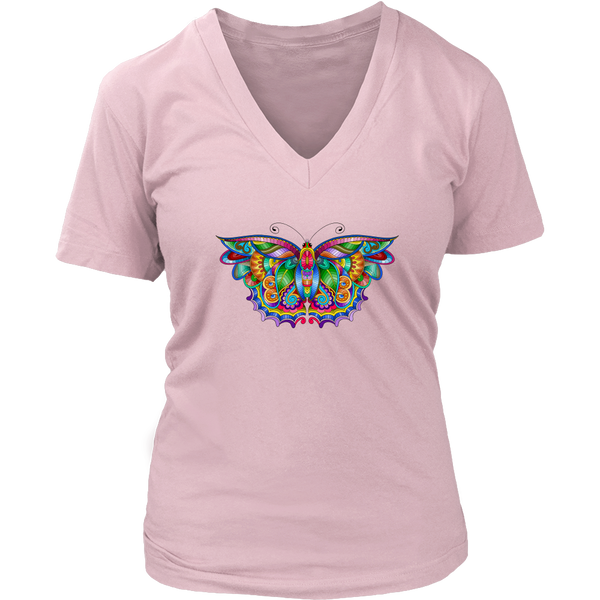 Women's Colorful Butterfly Art V Neck